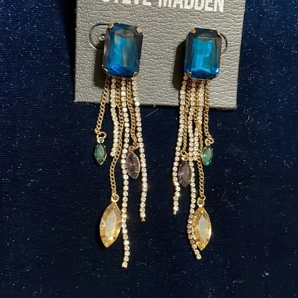 Steve Madden Earrings Colorful Dangle Bling Earrings Sold Out in Stores 🆕 💎 - Picture 4 of 11